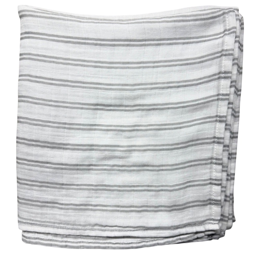 Momcozy Nursing Cover‎ Swaddle Blanket Grey White Striped Viscose Cotton Muslin